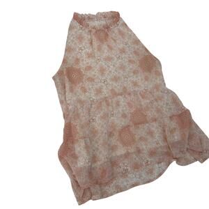 Lily Star Peach Floral Halter Top -‎ Women's Medium - Boho
